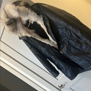 S.A.M.jacket: silver fox fur hood, trim